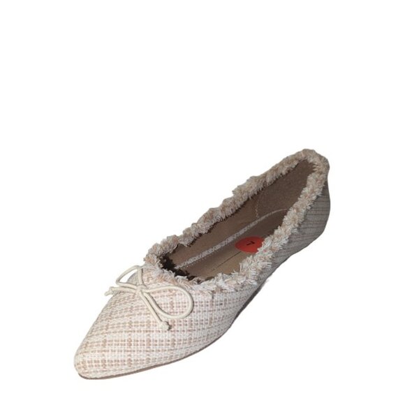 Report Womens Beige Textile Fabric Pointed Toe Ballet Flats w/Bow Size 7 NWOB - Picture 6 of 8